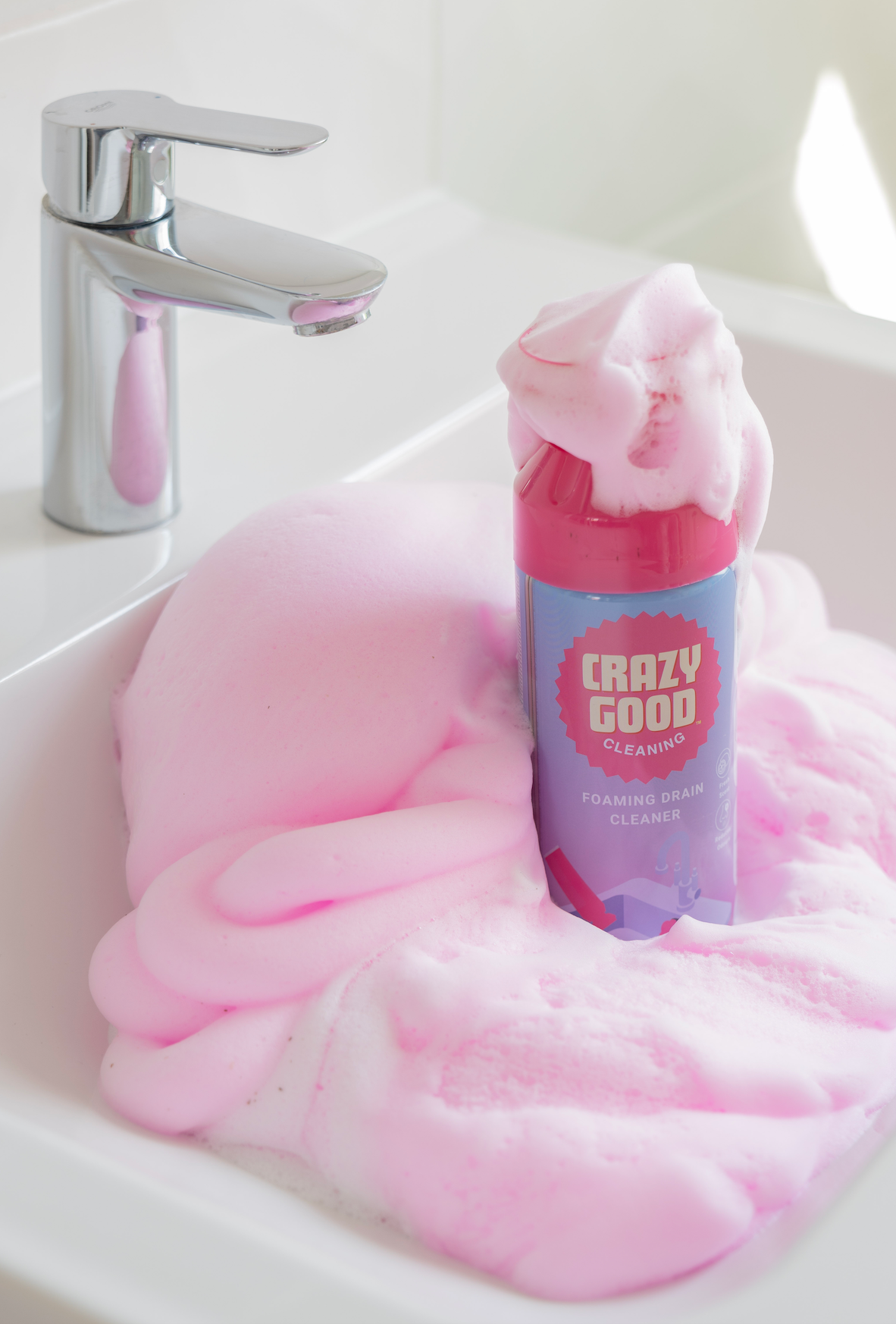 CRAZY GOOD FOAMING DRAIN CLEANER habzó lefolyótisztító és illatosító, Lemon Fresh (2 x 450 ml)