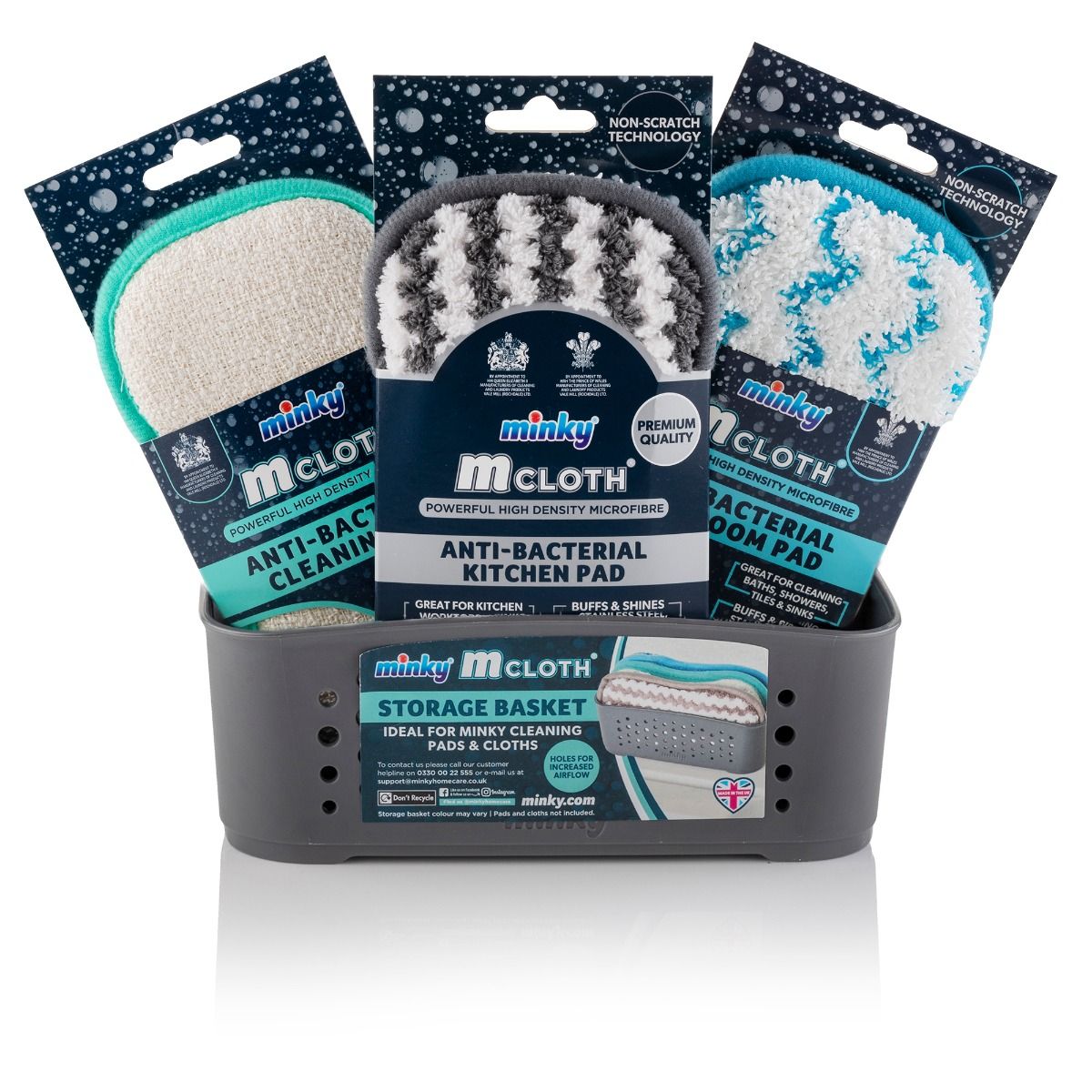 M Cloth Storage Basket Set 3 db tisztító párnával