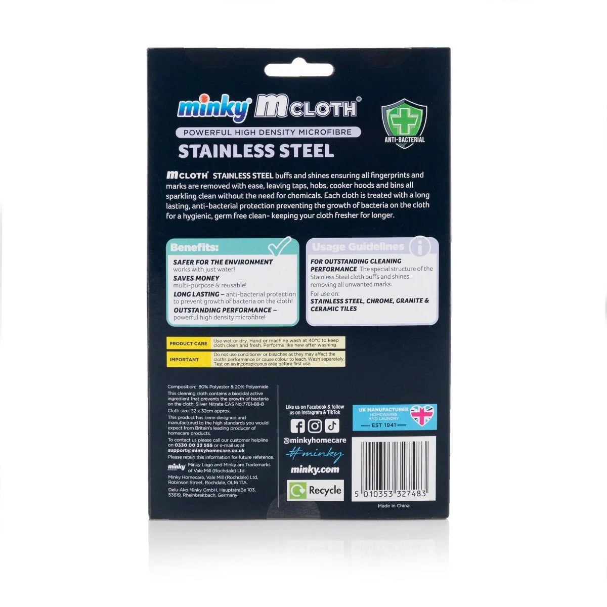 M Cloth Anti-Bacterial Stainless Steel mikroszálas kendő