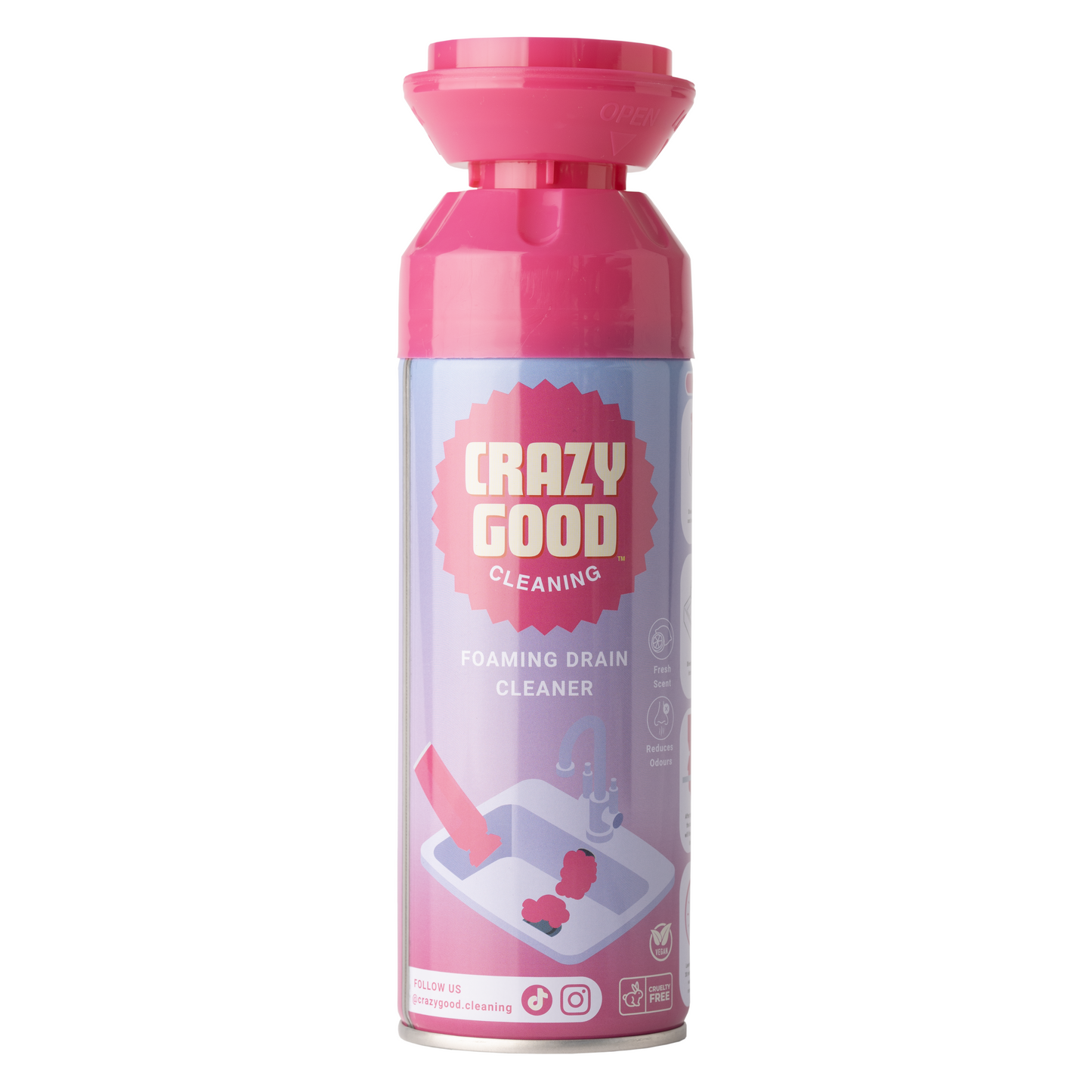 CRAZY GOOD FOAMING DRAIN CLEANER habzó lefolyótisztító és illatosító, Lemon Fresh (450 ml)