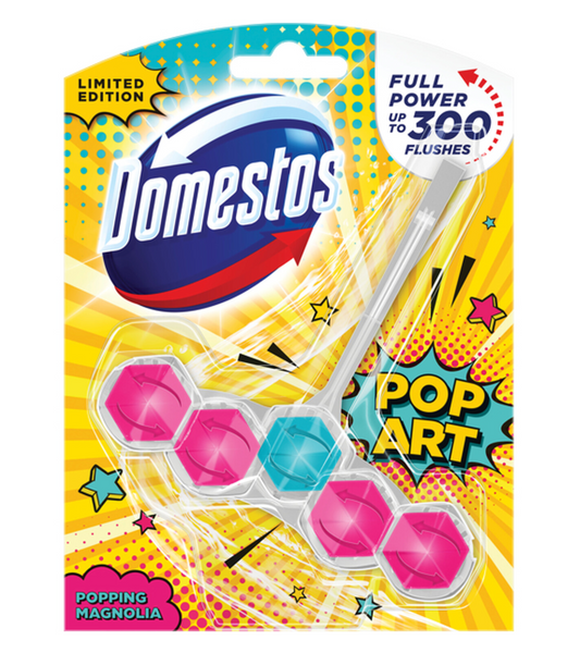 Domestos POP ART Power 5 Rim Block toalett frissítő, limitált kiadás (1 db)